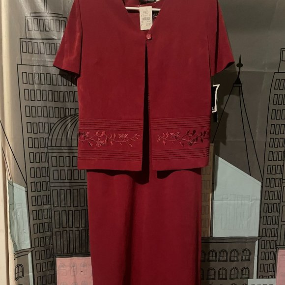 NWT 90's MHM Wine Sleeveless Maxi Dress with Matching Jacket Set - Picture 1 of 4